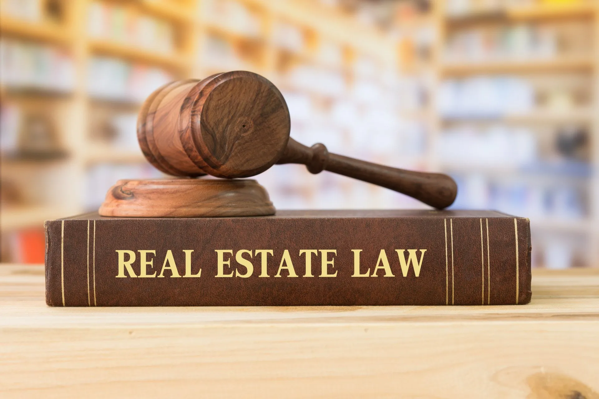 real estate law book with gavel on top